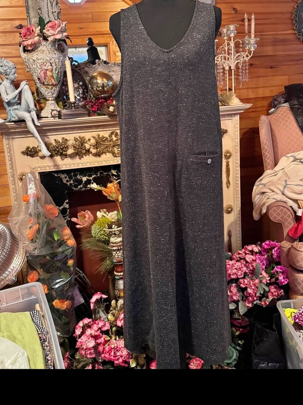 Talbots Black Metallic Knit Maxi Dress